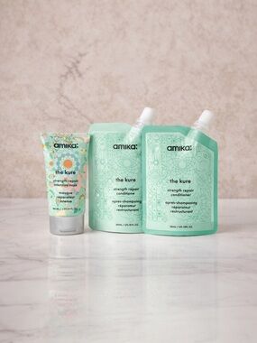 Amika The Kure Mini Set Shampoo Conditioner Mask Travel Size Repair Bundle